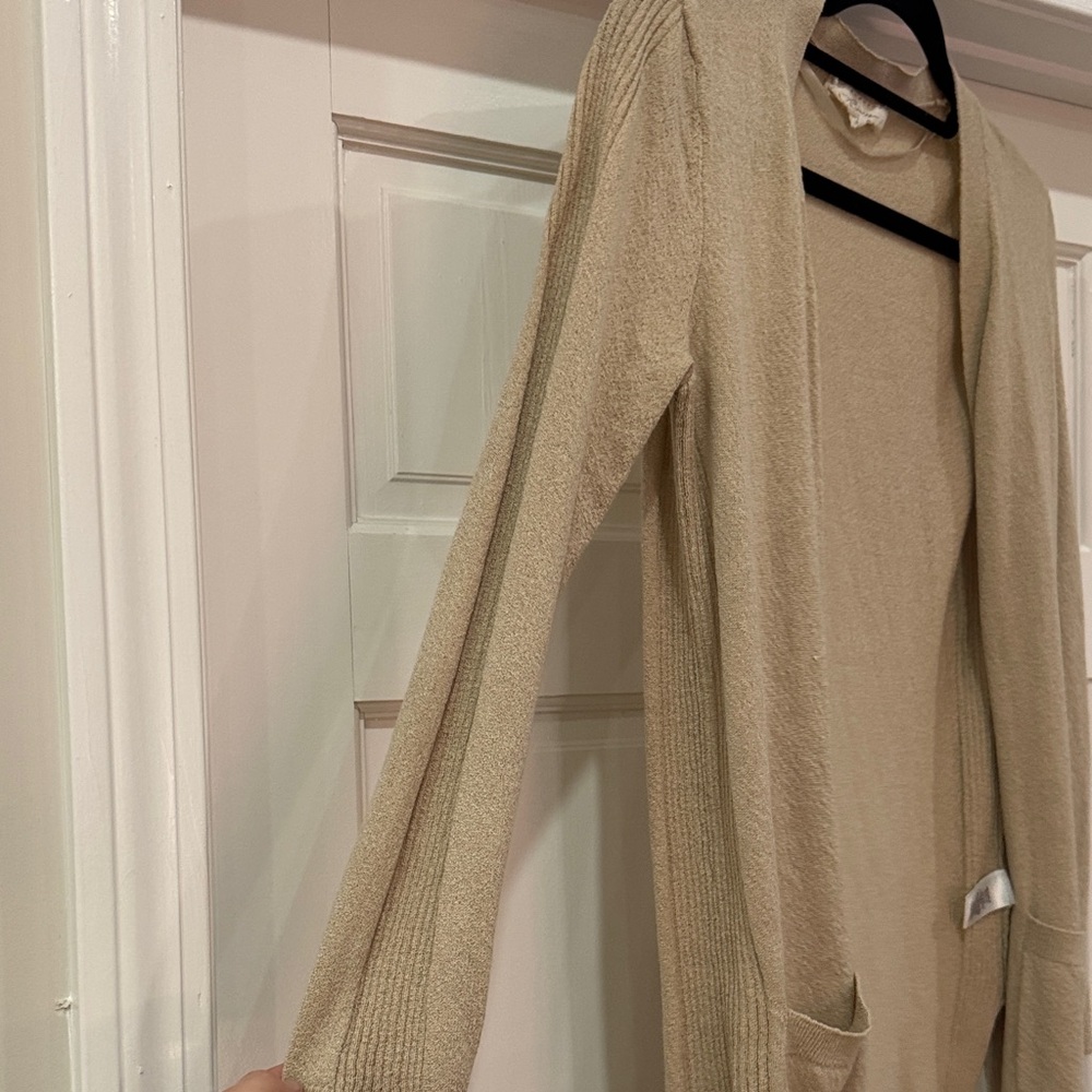 Fourteen Women's Beige Open Front Lightweight Cardigan - Picture 6 of 8